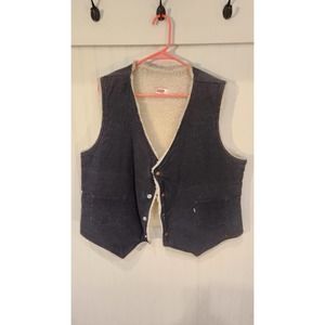Vintage 70s Levis Corduroy Thick Sherpa Lined Vest USA Made Western Size XL